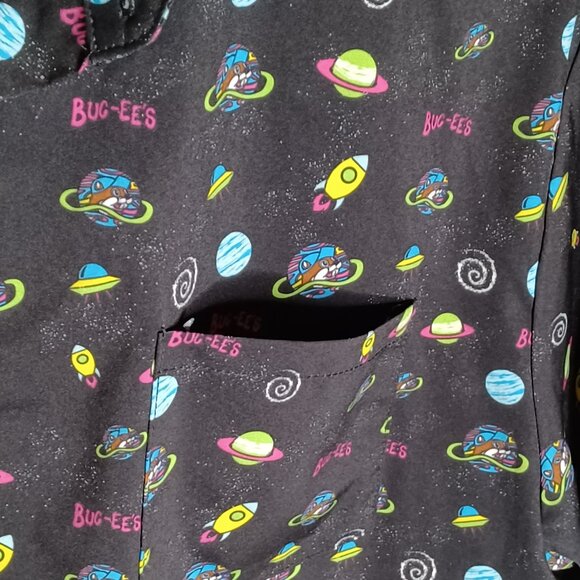 BUC-EE'S Shirt Mens XL Black Outer Space UFO ButtonUp Short Sleeve Casual Brand - Picture 4 of 7